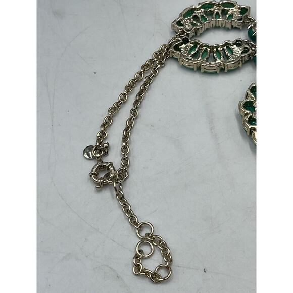 J. Crew Two Tone Light Dark Green Cabochon Gold Tone Statement Necklace - Picture 14 of 14